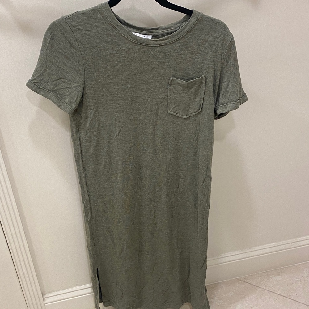 Jessica Simpson Olive Green Midi Dress Size Small Women’s Pocket Comfy Casual